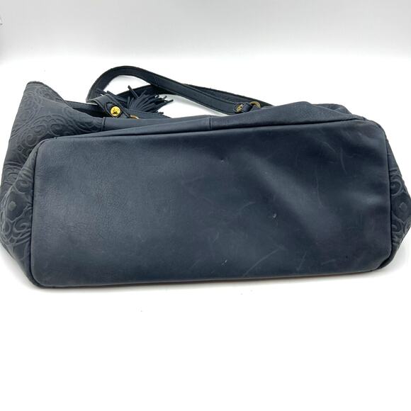 The Sak Collective Sienna Leather Shopper Blue Tooled Tote Bag - Picture 8 of 10